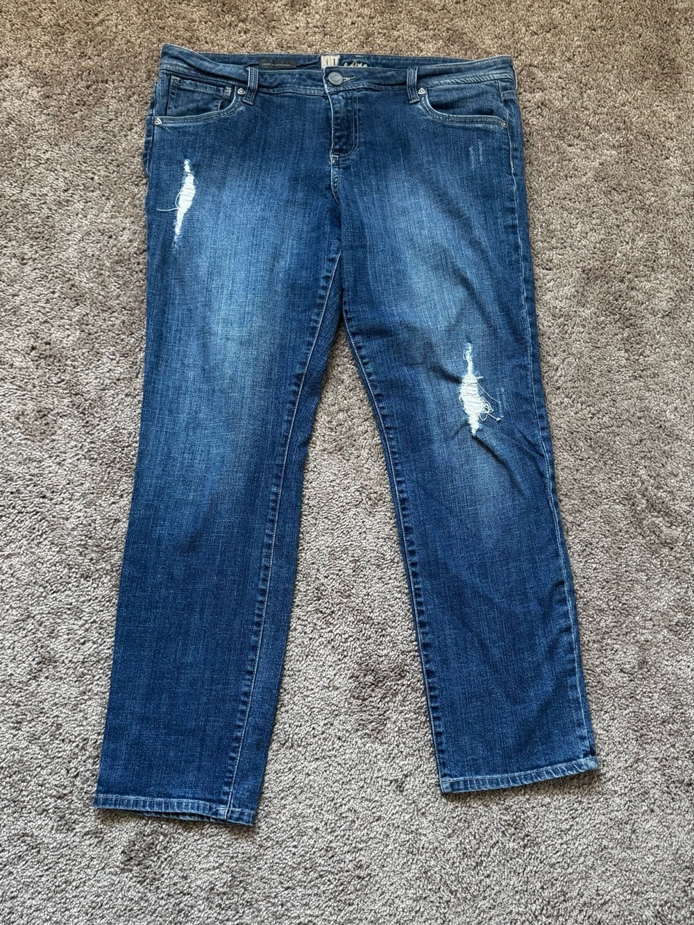 KUT from the Kloth Womens Celine Jeans Boyfriend Straight Distressed Stretch 14